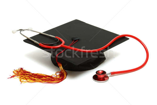 Orvosi diplomás izolált sztetoszkóp oktatás piros Stock fotó © AlphaBaby