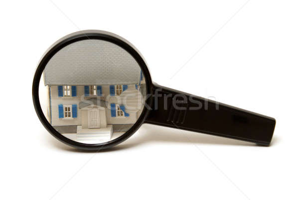 Domu inspekcja model domu lupą działalności Zdjęcia stock © AlphaBaby