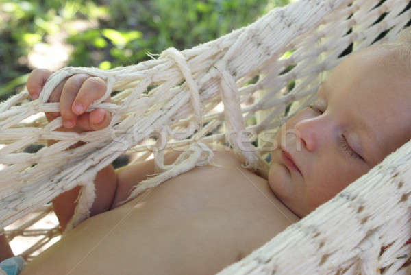Sweet dreams прелестный ребенка мальчика за пределами гамак Сток-фото © AlphaBaby