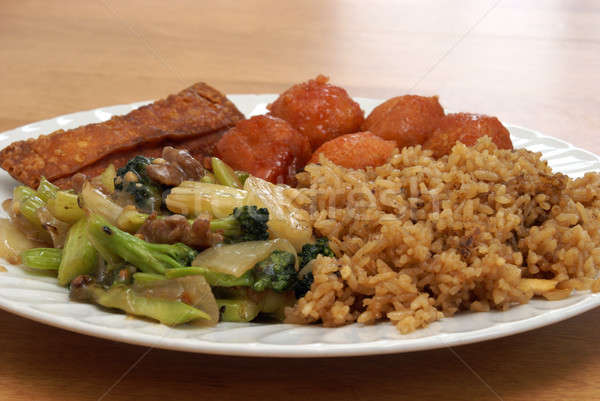 китайский продовольствие блюдо полный отлично продовольствие таблице Сток-фото © AlphaBaby