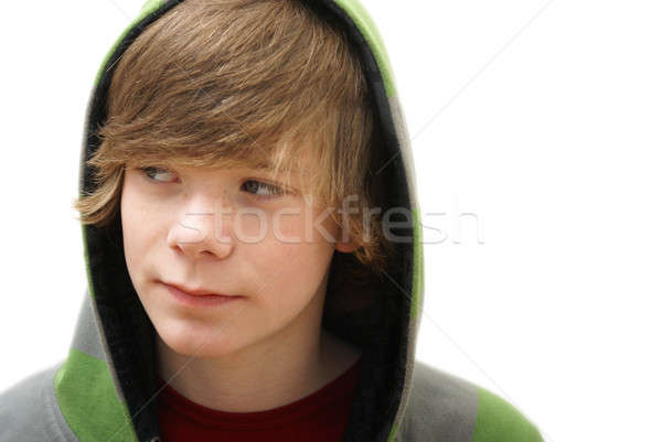 Fiú fiatal tizenéves fiú visel zöld szürke Stock fotó © AlphaBaby