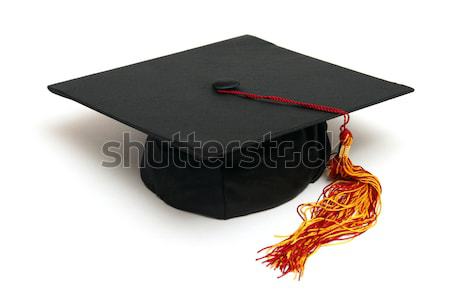 şapka yalıtılmış öğrenci kırmızı siyah başarı Stok fotoğraf © AlphaBaby