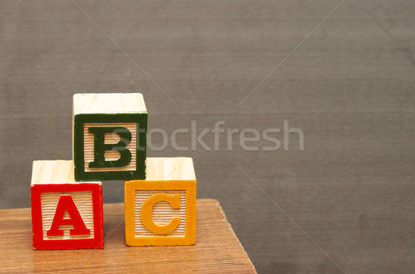 Fundamenteel leren alfabet blokken schoolbord Stockfoto © AlphaBaby