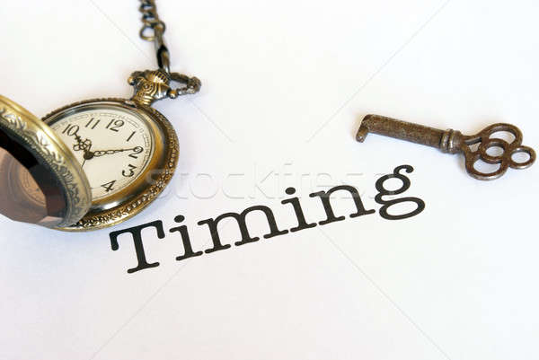 Timing beheer papier klok tijd goud Stockfoto © AlphaBaby