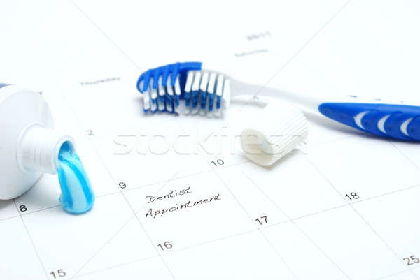 Zahnarzt Ernennung Erinnerung beachten Kalender Papier Stock foto © AlphaBaby