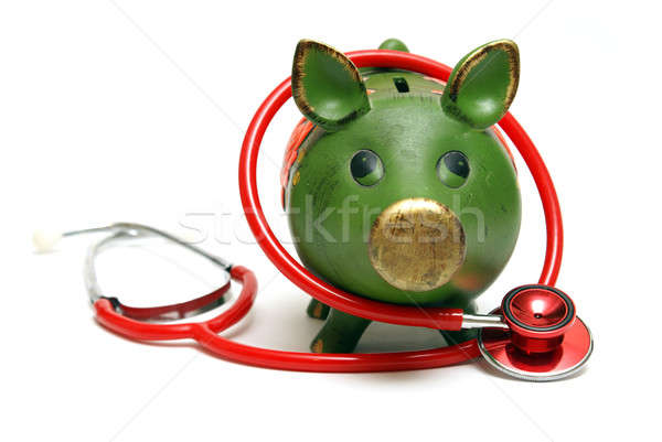 чрезвычайных фонд Piggy Bank стетоскоп изолированный белый Сток-фото © AlphaBaby