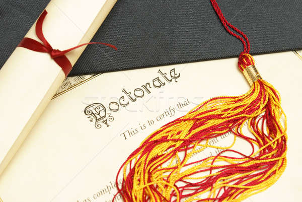 Doctoraat shot diploma scroll medische Stockfoto © AlphaBaby