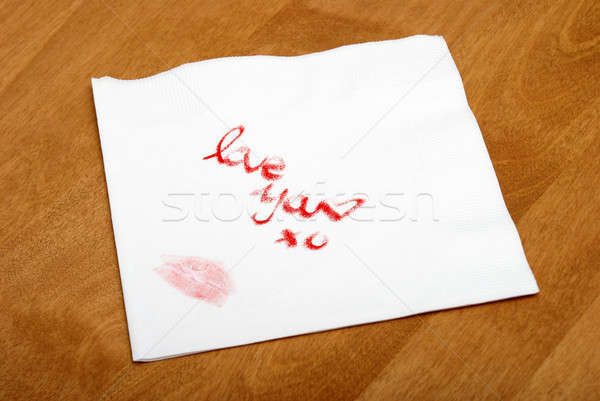 Amour note femme serviette rouge à lèvres fille [[stock_photo]] © AlphaBaby