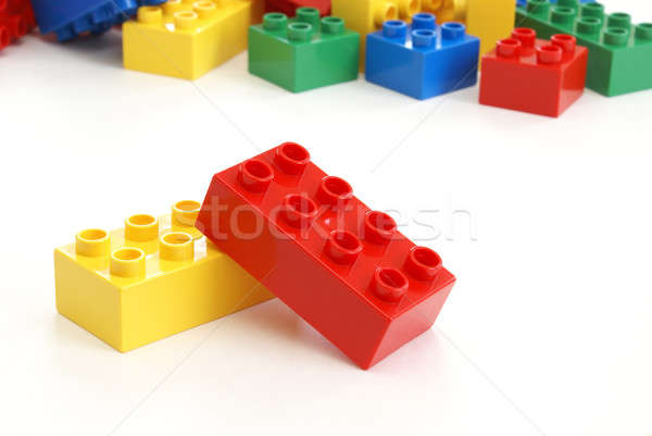 Speelgoed bouwstenen bos kleurrijk gebouw achtergrond Stockfoto © AlphaBaby