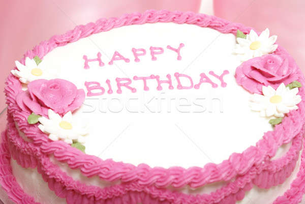 Bolo de aniversário macro tiro bastante rosa bolo Foto stock © AlphaBaby