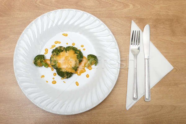 Dieta pasto qualcuno broccoli formaggio tavola Foto d'archivio © AlphaBaby