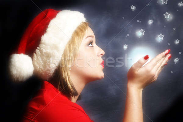 Natale miracolo mani faccia bellezza blu Foto d'archivio © AlphaBaby