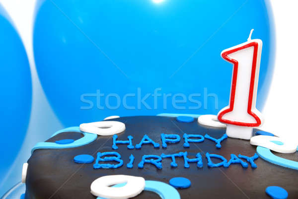 Stock fotó: Egy · év · ünneplés · torta · díszített · kék