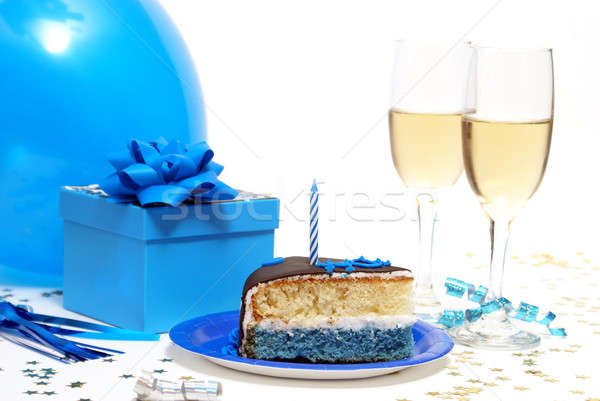 Fiesta de cumpleaños escena hombres alimentos fiesta vino Foto stock © AlphaBaby