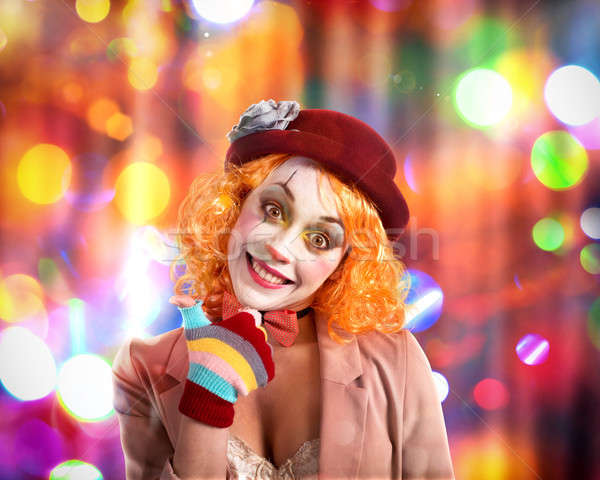 Party clown sorridere Hat colorato luci Foto d'archivio © alphaspirit