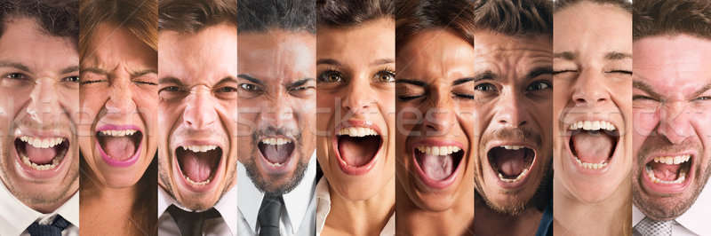 Bannière personnes hurlant visages désespérée affaires Photo stock © alphaspirit