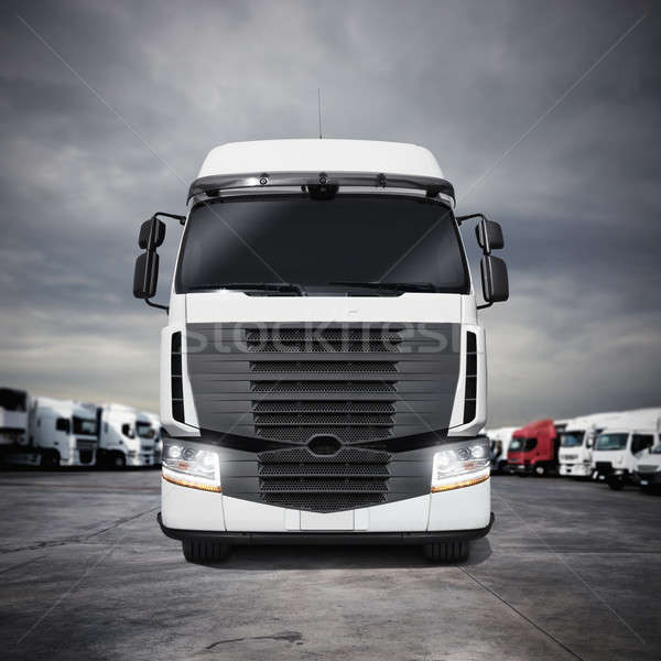 Stock photo: White articulated truck. 3d rendering