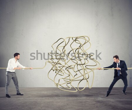 Business man protects financial capital from the tax office fighting with sword and shield. 3D Rende Stock photo © alphaspirit