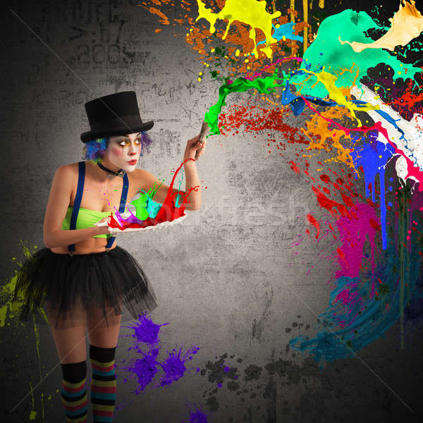 Painter clown Stock photo © alphaspirit