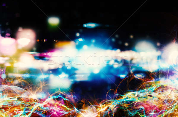 Modern abstract motion banner on dark background Stock photo © alphaspirit
