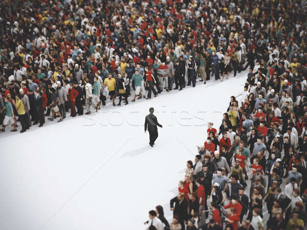 Businessman goes in the opposite direction. 3D Rendering Stock photo © alphaspirit