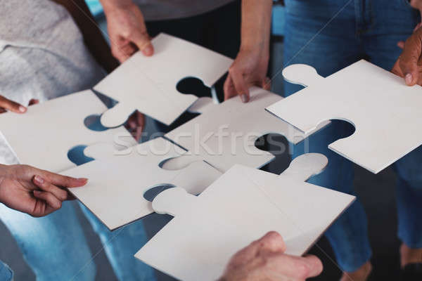 Team of businessmen work together for one goal. Concept of unity and partnership Stock photo © alphaspirit