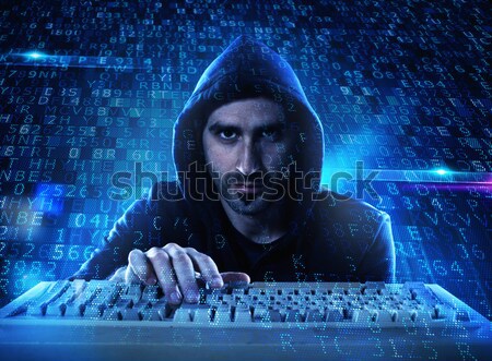Hacker reading personal information. Concept of privacy and security Stock photo © alphaspirit