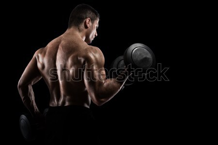 Stockfoto: Atletisch · man · opleiding · biceps · zwarte · gespierd