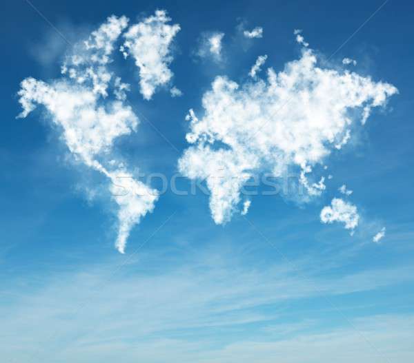 Aardrijkskunde visie hemel wolken wereldbol kaart Stockfoto © alphaspirit
