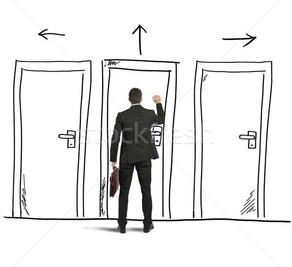 открытых дверей бизнесмен двери бизнеса человека работу Сток-фото © alphaspirit