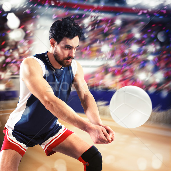 Volleyball player hits the ball Stock photo © alphaspirit