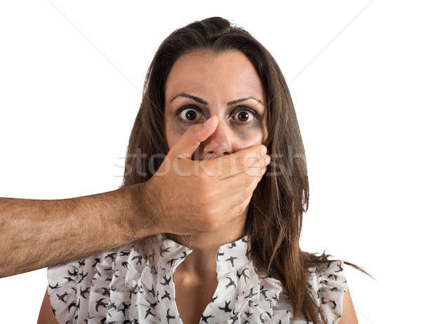 Woman terrified by the violence Stock photo © alphaspirit