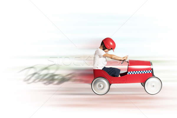 Szybki samochodu zabawki chłopca dziecko grać Zdjęcia stock © alphaspirit