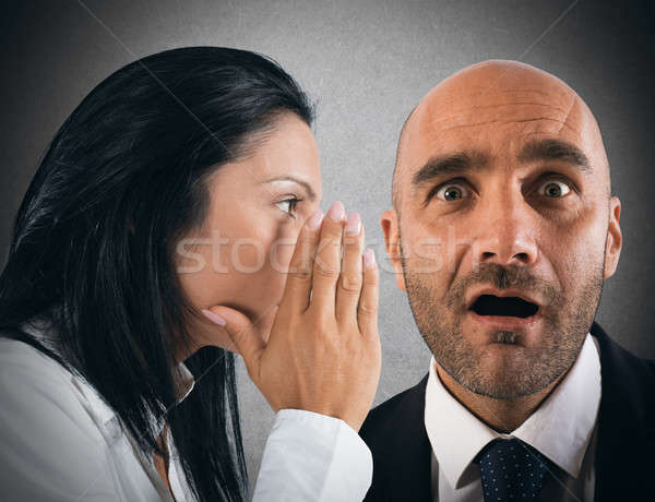 Stockfoto: Praatjes · vrouw · praten · geheime · man · communicatie