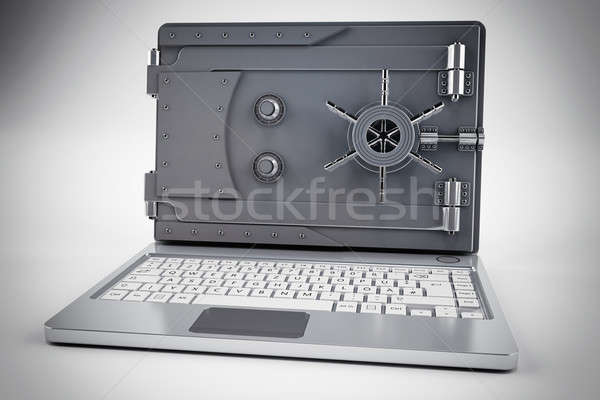 Biztonságos bankügylet 3D laptop képernyő üzlet Stock fotó © alphaspirit