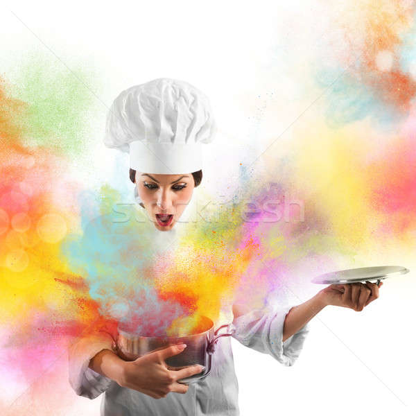 Robbanás színek konyha elképesztő étel étterem Stock fotó © alphaspirit