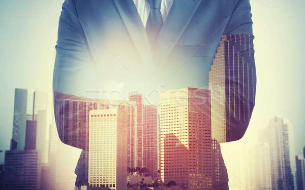 бизнесмен работу обязательство власти небоскреба маркетинга Сток-фото © alphaspirit