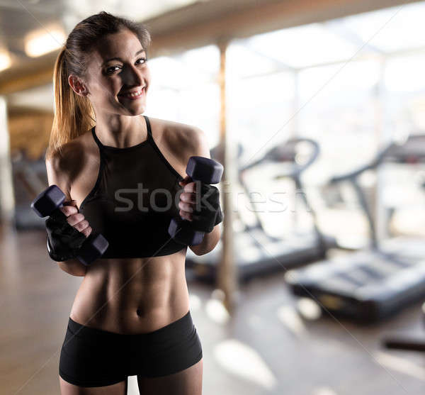 Nina gimnasio listo inicio fitness lección Foto stock © alphaspirit