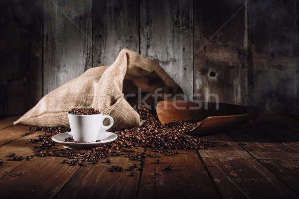 Background of cup of coffee beans Stock photo © alphaspirit