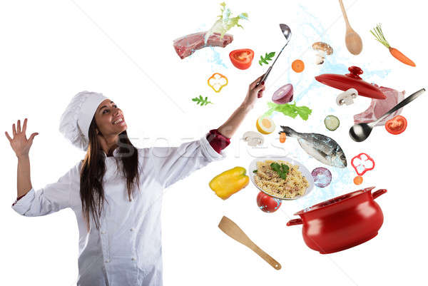 Chef  cooking with harmony Stock photo © alphaspirit