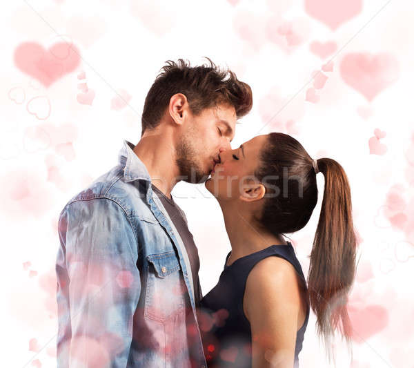 Couple in love kissing Stock photo © alphaspirit