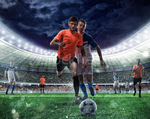 Stock fotó: Futball · jelenet · versenyző · játékosok · stadion · tevékenység