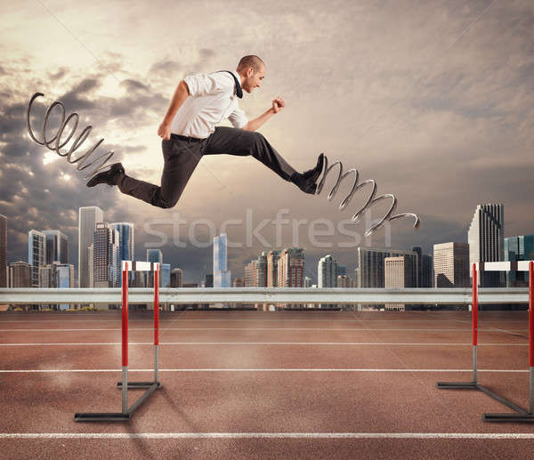 Fast businessman overcome and achieve success. 3D Rendering Stock photo © alphaspirit