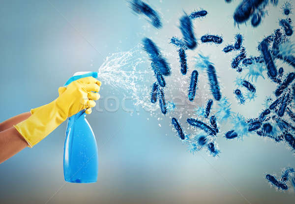 Dona de casa limpeza spray 3D determinado Foto stock © alphaspirit