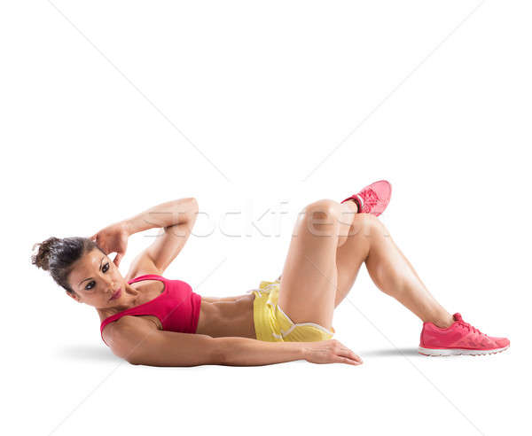 Abdominális nő izmos képzés lány fitnessz Stock fotó © alphaspirit