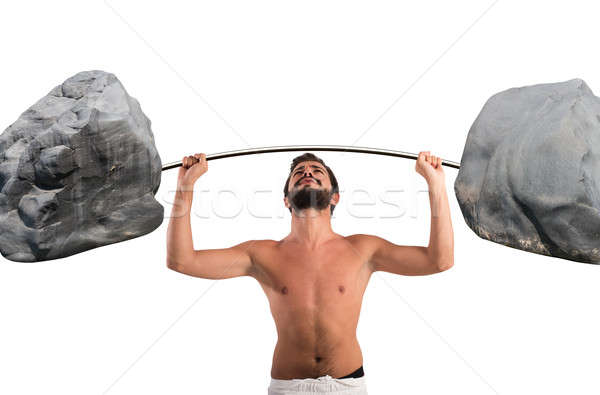Fickó emel súlyzó férfi fitnessz tornaterem Stock fotó © alphaspirit