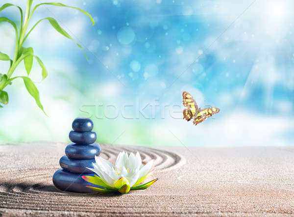 Orientalny kamienie terapii relaks leczenie uzdrowiskowe piasku Zdjęcia stock © alphaspirit