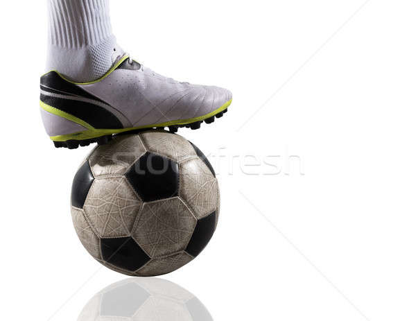 Сток-фото: футболист · готовый · играть · изолированный · белый