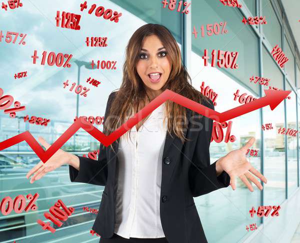 Sorprendente porcentajes mujer de negocios mujer trabajo Foto stock © alphaspirit