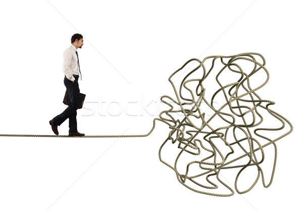 Problem and difficulty concept with tangled rope Stock photo © alphaspirit
